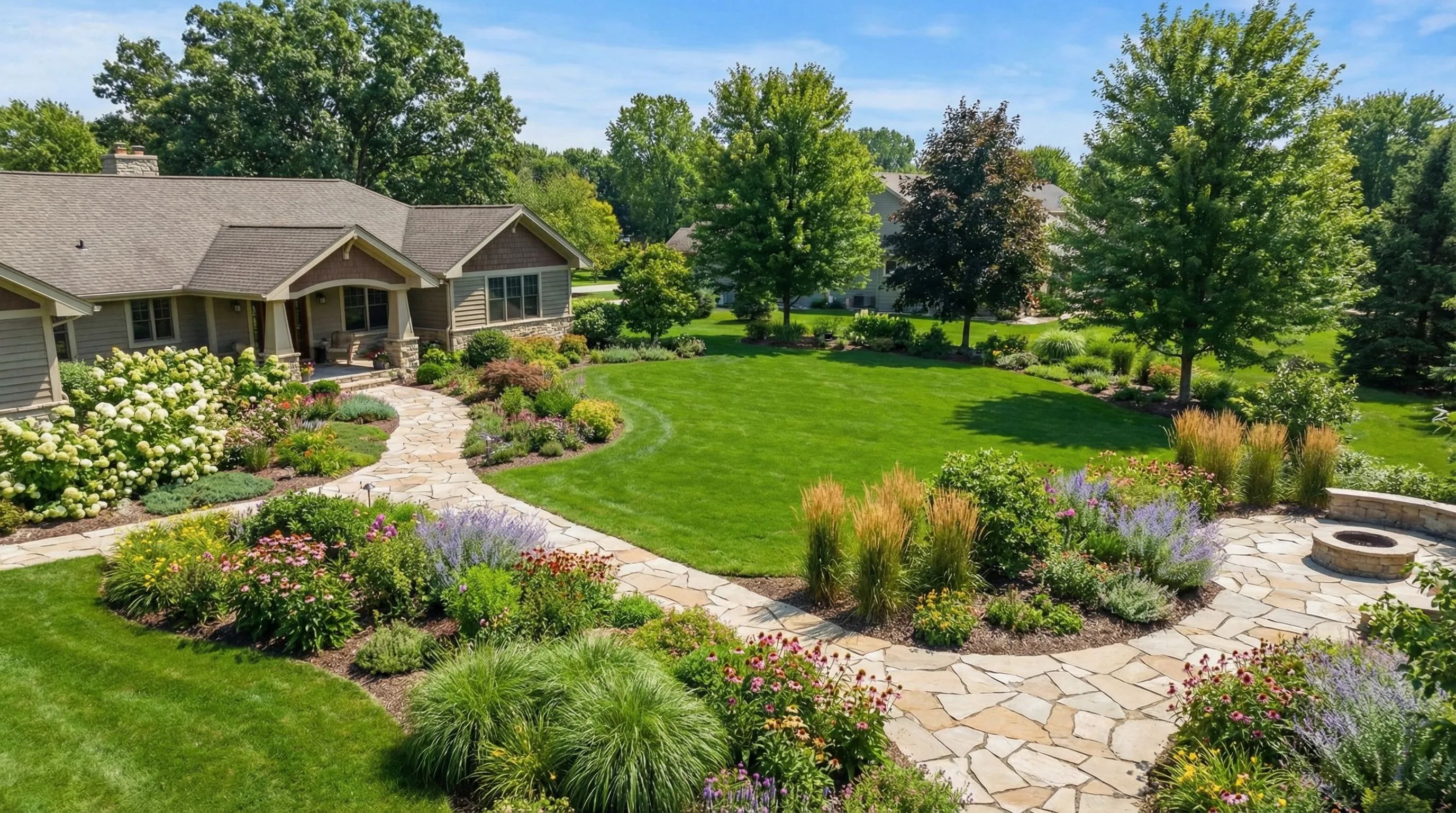 Custom landscape design by Poff's Lawn Care in Lebanon, Ohio